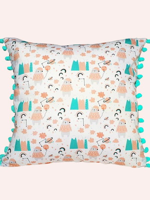 Capa de almofada ursinhos de pijama grelot turquesa