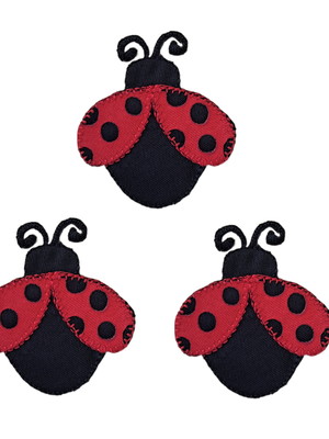 Joaninha patch aplique bordado termocolante - kit 3 pç