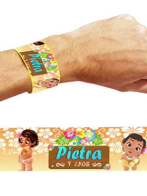 Lembrança pulseira bate e enrola festa moana baby