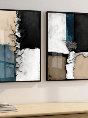 Quadro decorativo abstrato moderno geométrico vidro moldura