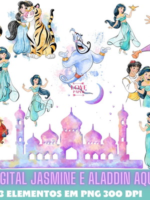 Kit digital jasmine e aladdin aquarela