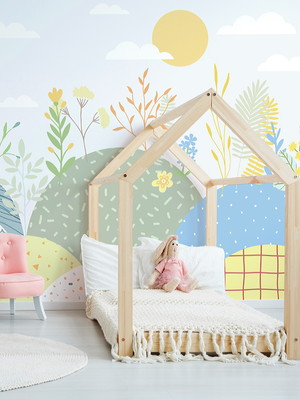 Papel de parede - painel jardim lúdico montanhas