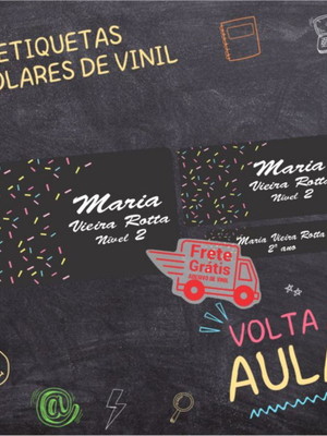 Etiqueta escolar simples vinil 130un frete grátis