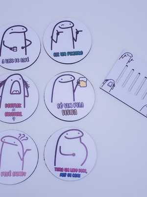 Kit 6 porta copo mdf bento flork meme com suporte mesa posta