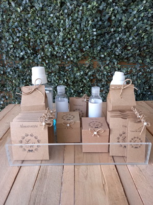Embalagens para kit toalete vintage feminino e masculino