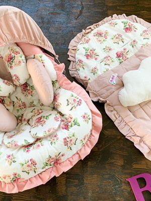Capa de carrinho + capa bebê conforto + apoio floral