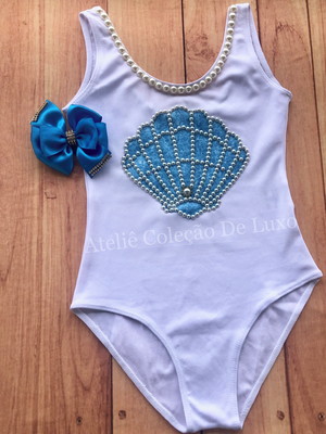 Collant com concha azul - pequena sereia