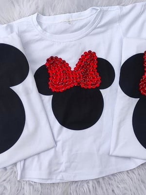 T-shirt tal mãe tal pai tal filha com bordado - minnie micke