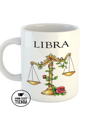 Caneca signo astrologia libra cerâmica importada