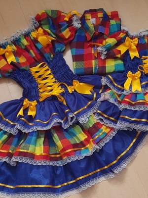Kit familia festa junina vestido + camisa