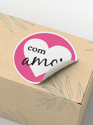 100 adesivos em vinil com amor 4x4cm