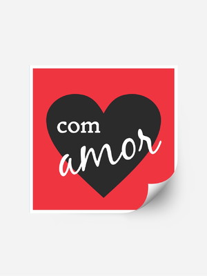 500 etiquetas prontas em vinil com amor 4x4cm