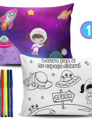 Lembrancinha astronauta menina pinte lave 15x20cm modelo 1