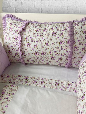 Kit berço lilás princesa 7 peças 100% algodão