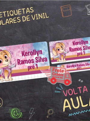 Etiqueta escolar patrulha canina skye 130un frete grátis
