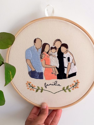 Bordado personalizado foto de família 20 cm
