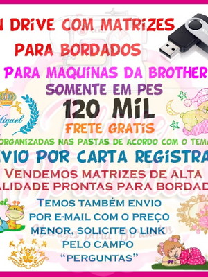 Matriz bordado pes c/ 120 mil no pen drive kit