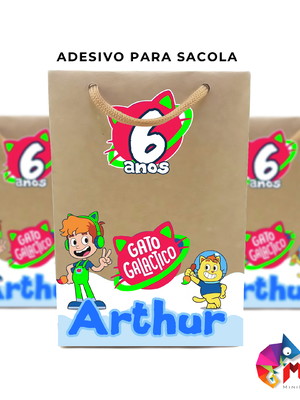 Adesivo para sacola gato galáctico