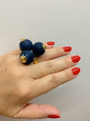 Anel ouro trio de bolas
