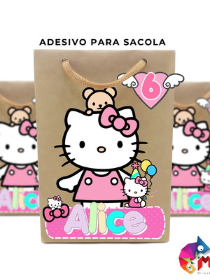 Adesivo para sacola hello kitty