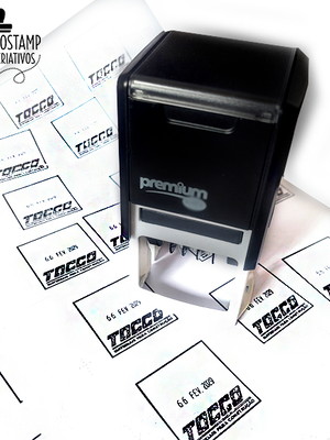 Carimbo datador automático 4 x 4 cm com logotipo