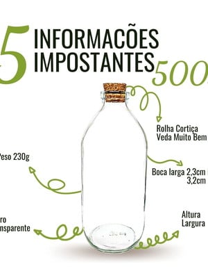 10 garrafinhas de vidro 500ml coquinho com rolha
