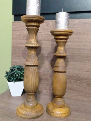 Jogo de castiçais - 35 e 40cm - estilo farmhouse