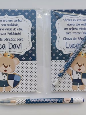 Bloquinho com caneta ursinho rei