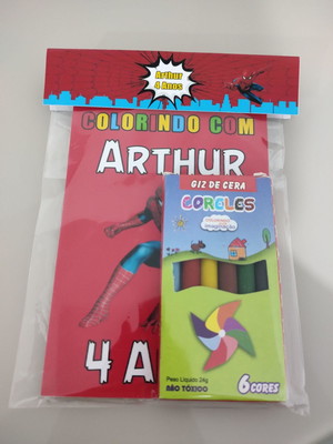 Kit para colorir revistinha com giz de cera homem aranha