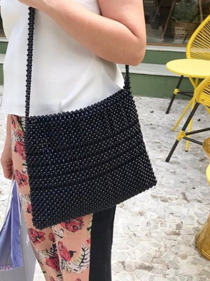Bolsa de miçangas / contas preta / beaded bag