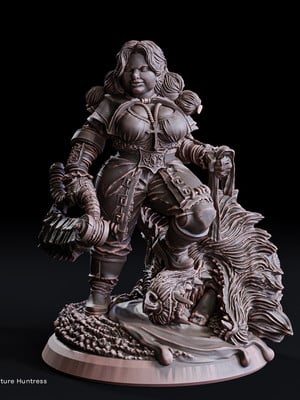 Miniatura de rpg - anã caçadora de monstros