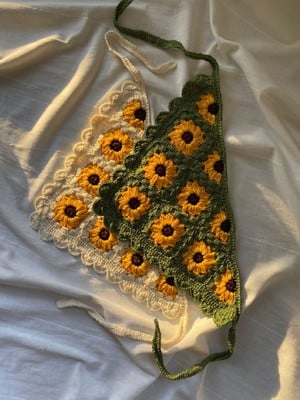 Bandana de crochê flores