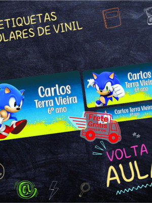 Etiqueta escolar sonic 130un frete grátis