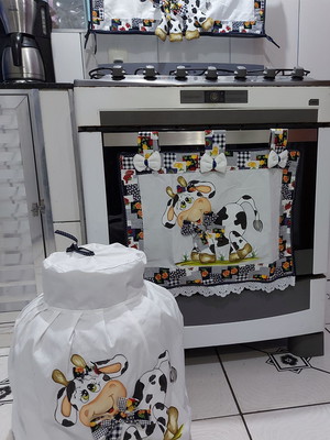 Kit fogão 3 peças vaquinhas