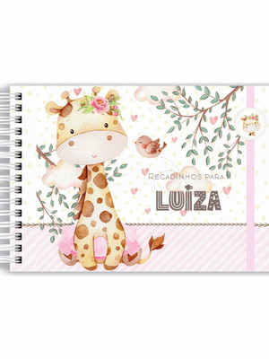 Caderno de assinaturas e mensagens girafinha baby menina