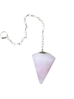 Pendulo pedra quartzo rosa natural corrente prata 925 3cm