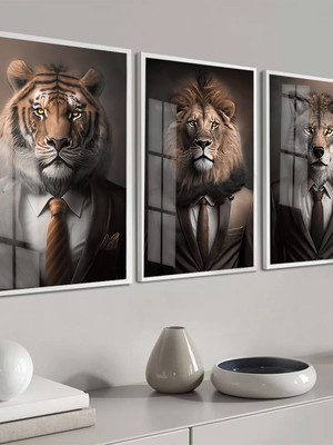 Quadros decorativos motivacional animais com moldura e vidro