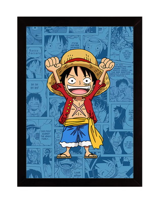 One piece, geek, nerd, mangá, quadro com moldura 33x24cm