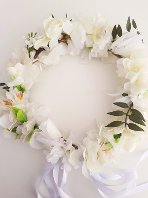 Tiara de flores branco 12