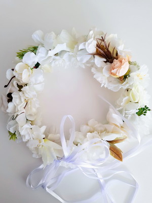Tiara de flores branco 14