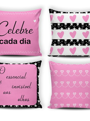Kit 4 capas de almofada frases