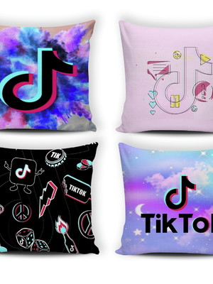 Kit 4 capas de almofada tema tiktok