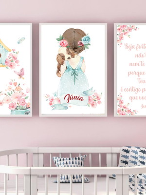 Quadros decorativos floral passarinho aquarela