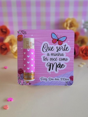 Card + manteiga de cacau personalizado brinde dia das mães