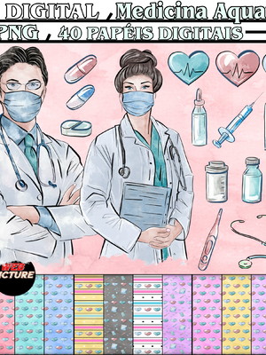 Kit digital medicina aquarela