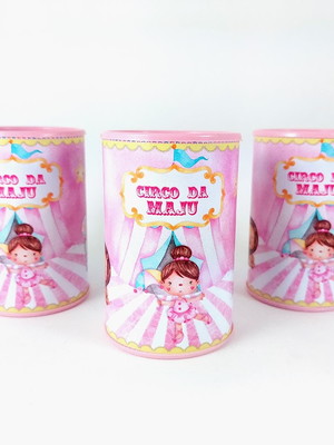 Cofrinhos personalizado - circo aquarela circo rosa
