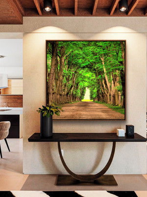 Quadro caminho em floresta natureza canvas moldura 60x60