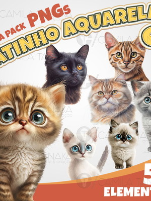 Kit digital png gatinho 6 (pague 1 leve 3)