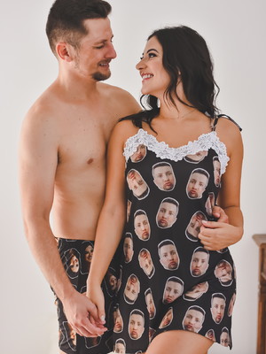 Kit camisola e short samba canção personalizados - meu par
