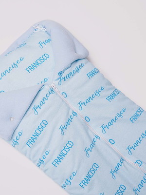 Porta bebê em algodão com soft- personalizado azul claro